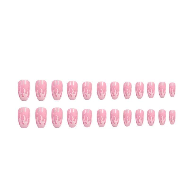 Charming Pink Flame Long Ballet Press-On Nails