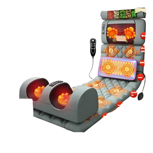 Electric Full Body Massage Mattress with Heat, Airbag, and Kneading Grey